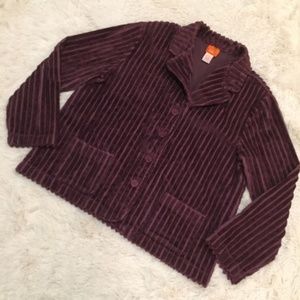 HEARTS OF PALM Ribbed Purple Button Front Jacket